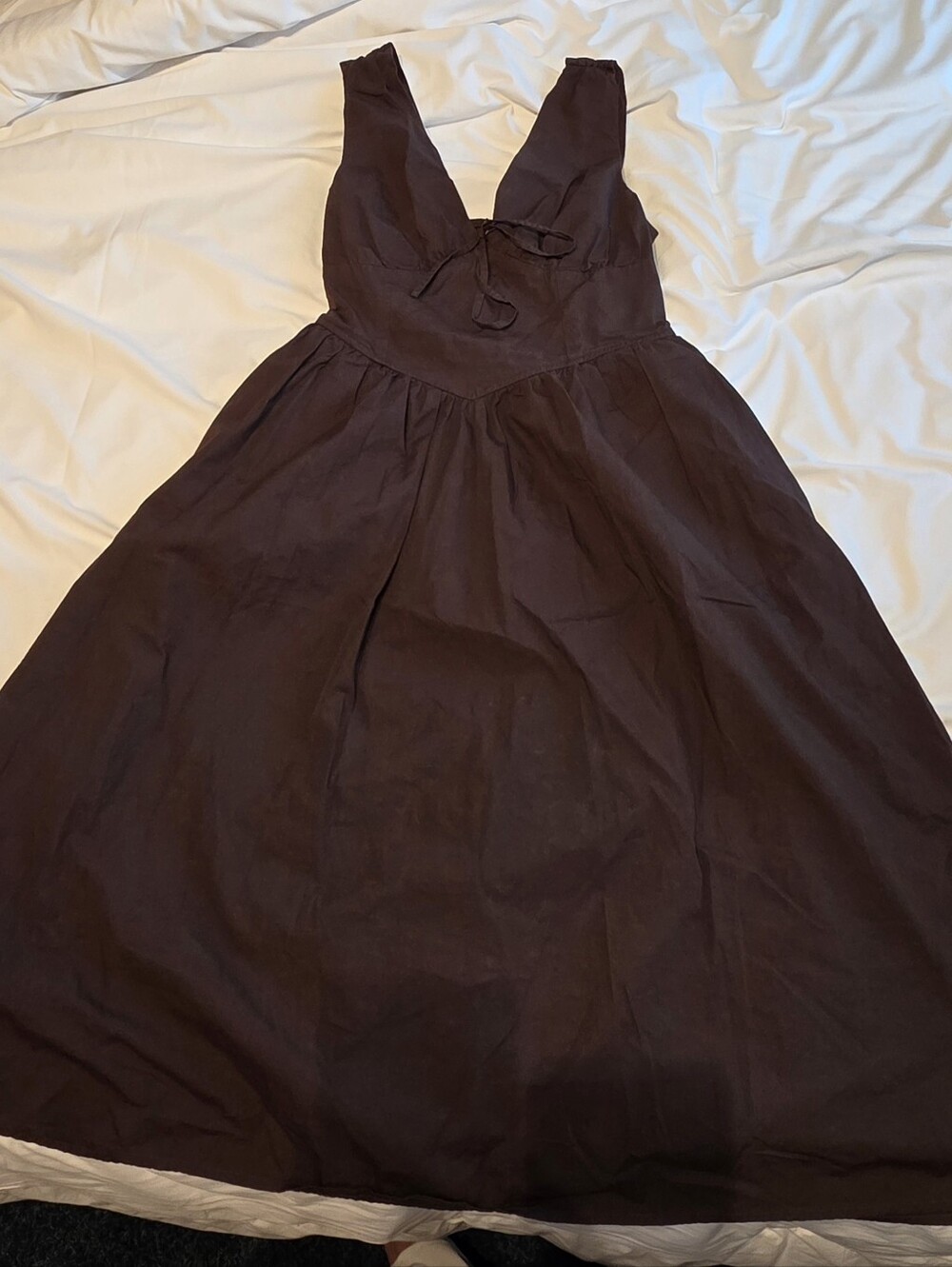Band Of Thw Free Chocolate Brown Sleeveless Dress with V-Neck